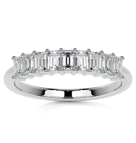 Emerald Cut Moissanite Diamond Wedding Statement Band