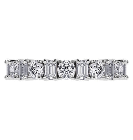 Emerald & Round Cut Moissanite Unique Eternity Band