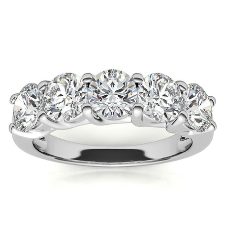 Round Brilliant Cut Moissanite Five Stone Wedding Band