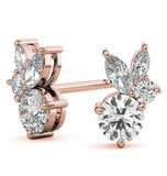 Round & Marquise Cut Moissanite Push Back Stud Earring