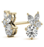 Round & Marquise Cut Moissanite Push Back Stud Earring
