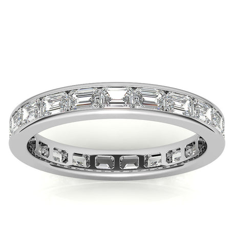 Emerald Cut Moissanite Channel Set Eternity Band