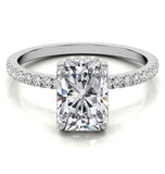 Radiant Cut Hidden Halo Moissanite Bridal Ring Set