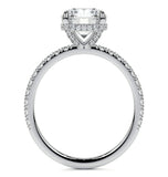 Round Cut Moissanite Hidden Halo Bridal Ring Set