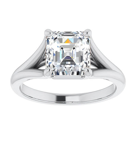 Moissanite VVS1 Asscher Cut Solitaire Ring