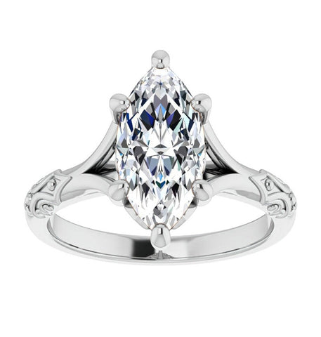 VVS1 Moissanite Marquise Cut Solitaire Engagement Ring