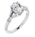Moissanite Oval Cut Vintage Solitaire Engagement Ring