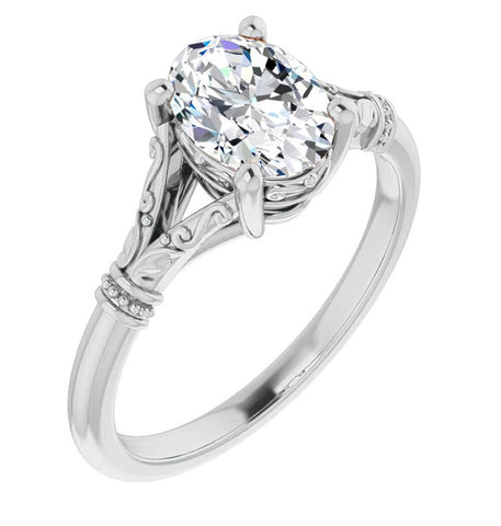 Moissanite Oval Cut Vintage Solitaire Engagement Ring