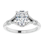Moissanite Oval Cut Vintage Solitaire Engagement Ring