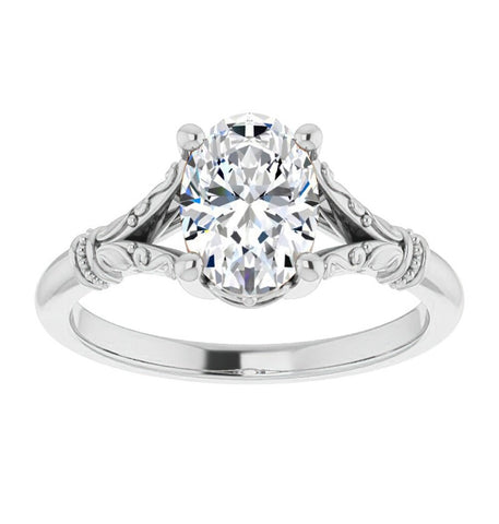 Moissanite Oval Cut Vintage Solitaire Engagement Ring