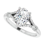 Moissanite Oval Cut Vintage Solitaire Engagement Ring