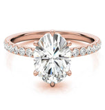 Oval Cut Moissanite Diamond Hidden Halo Bridal Ring Set