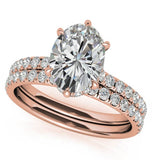 Oval Cut Moissanite Diamond Hidden Halo Bridal Ring Set