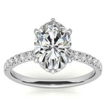 Oval Cut Moissanite Diamond Hidden Halo Bridal Ring Set