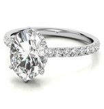 Oval Cut Moissanite Diamond Hidden Halo Bridal Ring Set