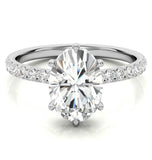 Oval Cut Moissanite Diamond Hidden Halo Bridal Ring Set
