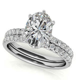 Oval Cut Moissanite Diamond Hidden Halo Bridal Ring Set
