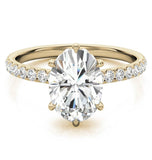 Oval Cut Moissanite Diamond Hidden Halo Bridal Ring Set
