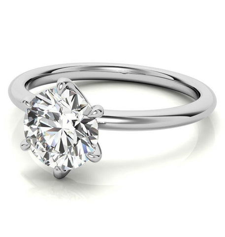 Round Brilliant Cut Six Prong Solitaire Wedding Ring