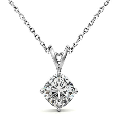 Cushion Cut Moissanite Solitaire Pendant For Women
