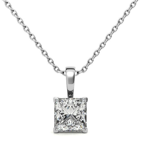 Princess Cut Moissanite V Prong Pendant