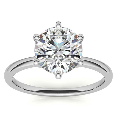 Moissanite Round Cut Solitaire Engagement Ring