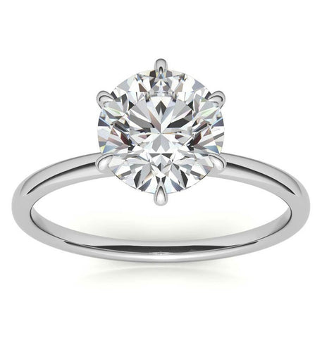 VVS1 Moissanite Round Cut Solitaire Engagement Ring