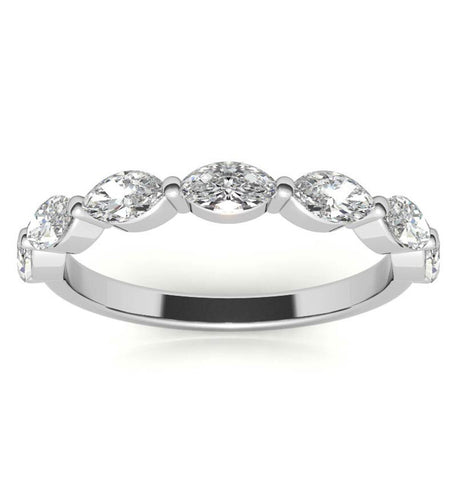 Marquise Cut Moissanite Diamond Half Eternity Ring