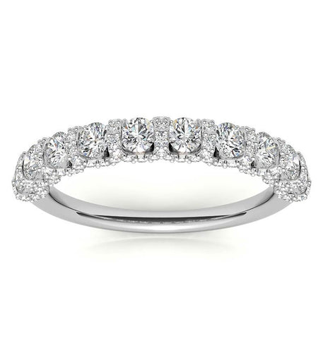 Round Cut Colorless Moissanite Unique Eternity Ring