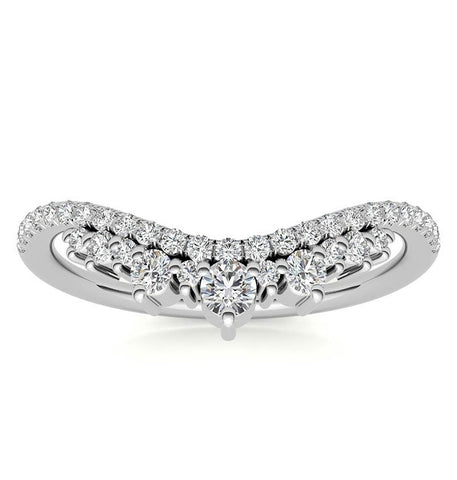 Round Brilliant Cut Moissanite Chevron Wedding Ring
