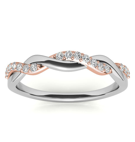 Tow Tone Solid Gold Moissanite Twisted Wedding Band