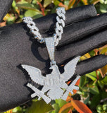Iced Out Moissanite Eagle With Guns Hip Hop Pendant