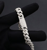 Sterling Silver Iced Out Moissanite Cuban Chain