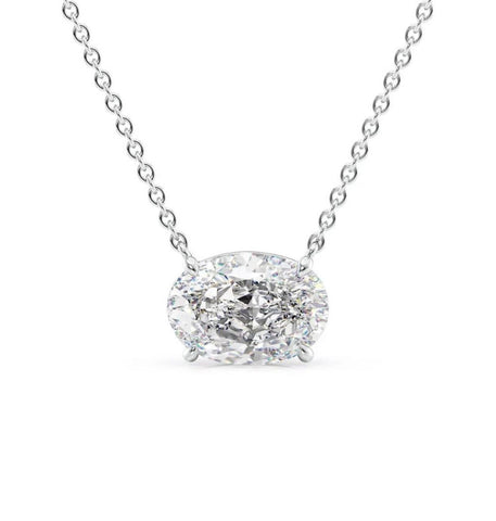 Moissanite East To West Oval Cut Solitaire Pendant