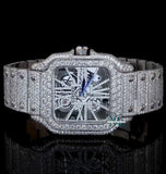 Luxury Iced Out Moissanite Diamond Skeleton Watch