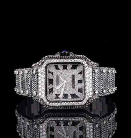 Iced Out Black Moissanite Diamond Celebrity Style Watch