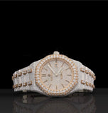 Iced out Dual Tone Moissanite Diamond Luxury Wrist Watch