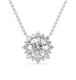 Round Brilliant Cut Moissanite Sunflower Halo Pendant