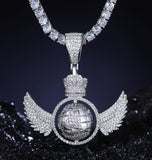 Luxury Iced Out Moissanite Crown With Wings Pendant