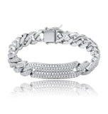 925 Sterling Silver Moissanite Diamond Cuban Link Chain Bracelet