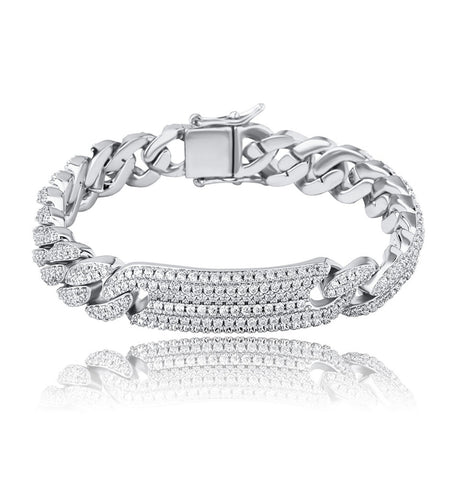 925 Sterling Silver Moissanite Diamond Cuban Link Chain Bracelet
