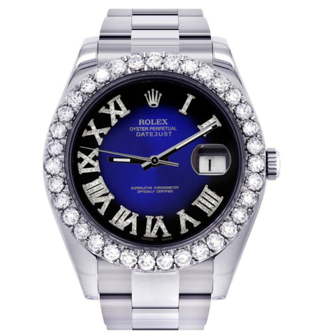 Amazing Blue Dial Moissanite Diamond Watch