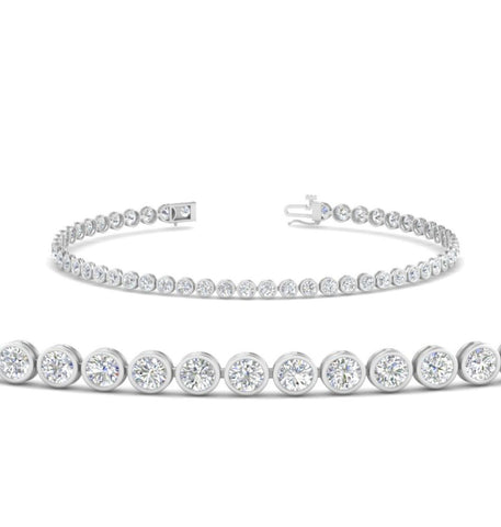 Round Cut Moissanite Bezel Set Tennis Bracelet