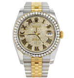 Dual Tone Moissanite Diamond Elegant Iced Out Watch