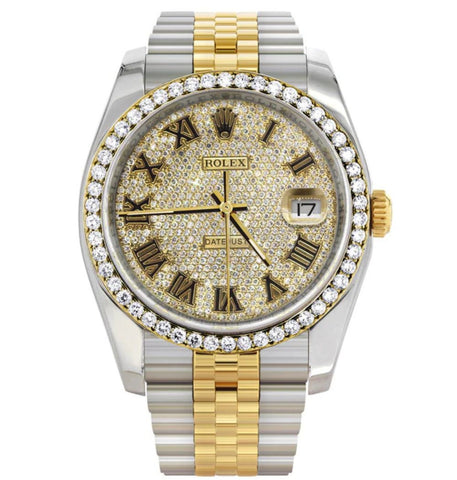 Dual Tone Moissanite Diamond Elegant Iced Out Watch