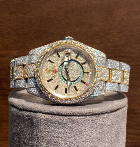 Moissanite Iced Out Dual Tone Wrist Watch For Him