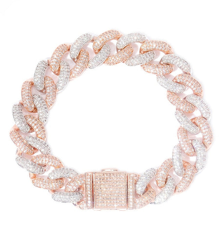 Moissanite Iced Out Bracelet Cuban Link Hip Hop Bracelet