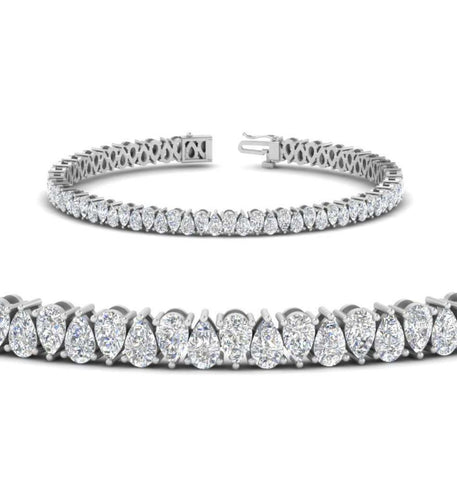 Moissanite Diamond Pear Cut Tennis Bracelet