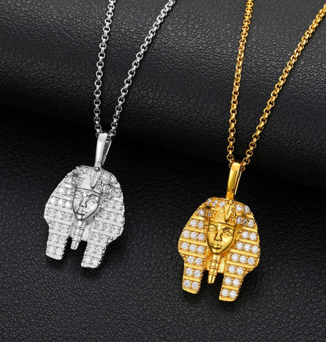 Iced Out Moissanite Egyptian Pharaoh Head Pendant