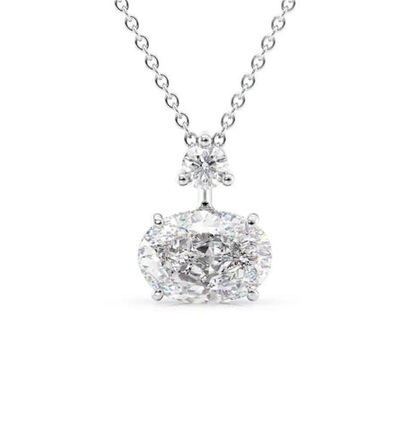 Oval Cut Moissanite Hidden Halo Pendant For Her